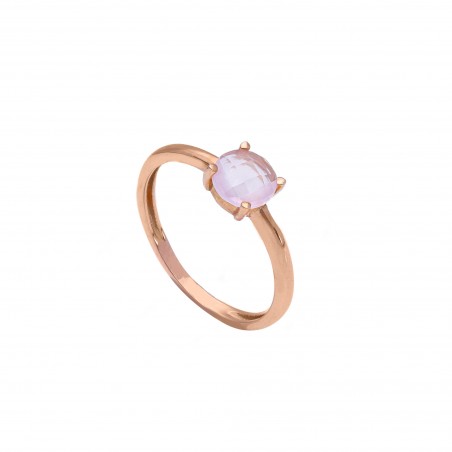 ANELLO IN ORO ROSA CON CRISTALLO ROSA SFACCETTATO
