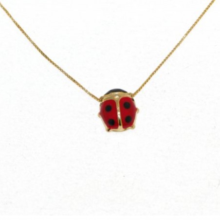 COLLANA IN ORO GIALLO E SMALTO COCCINELLA
