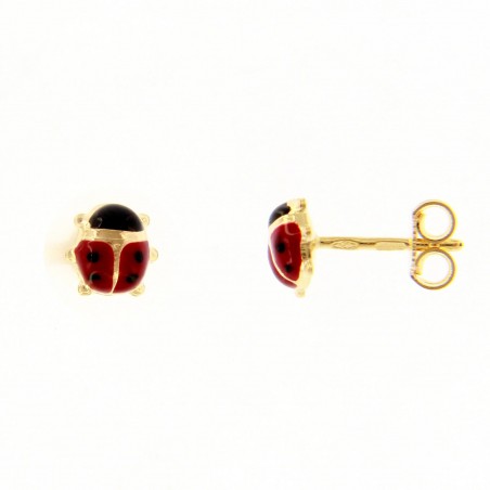 ORECCHINI IN ORO GIALLO E SMALTO COCCINELLA