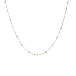 COLLANA IN ORO ROSA CON PALLINE BIANCHE