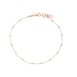 BRACCIALE IN ORO ROSA CON PALLINE BIANCHE