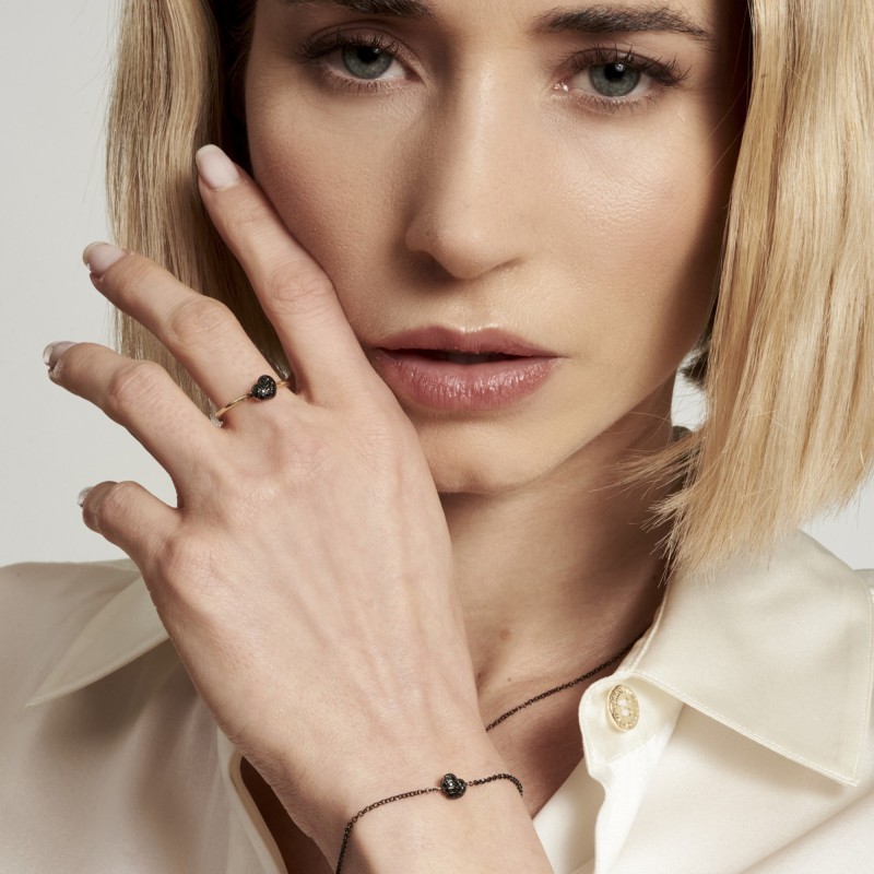 Bracciale in oro e diamanti Ginger CUORE NERO | De Wrachien Gioielli