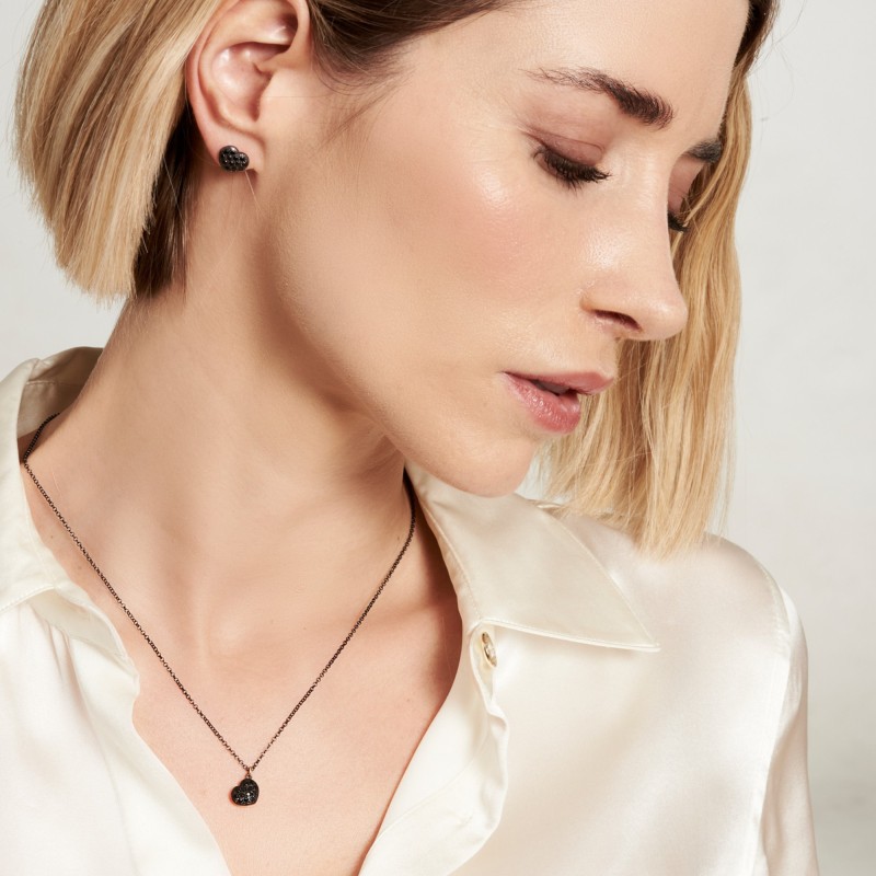 Girocollo in oro e diamanti Ginger CUORE NERO | De Wrachien Gioielli