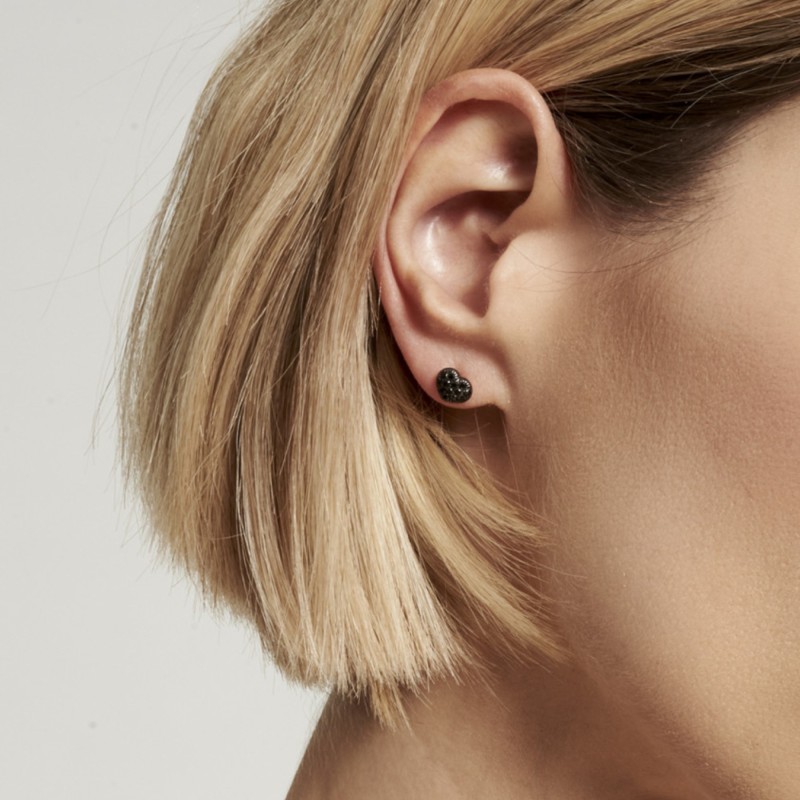 Orecchini in oro e diamanti Ginger CUORE NERO | De Wrachien Gioielli