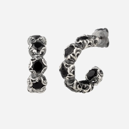 Orecchini Maria e Luisa in argento intagliato | De Wrachien Gioielli