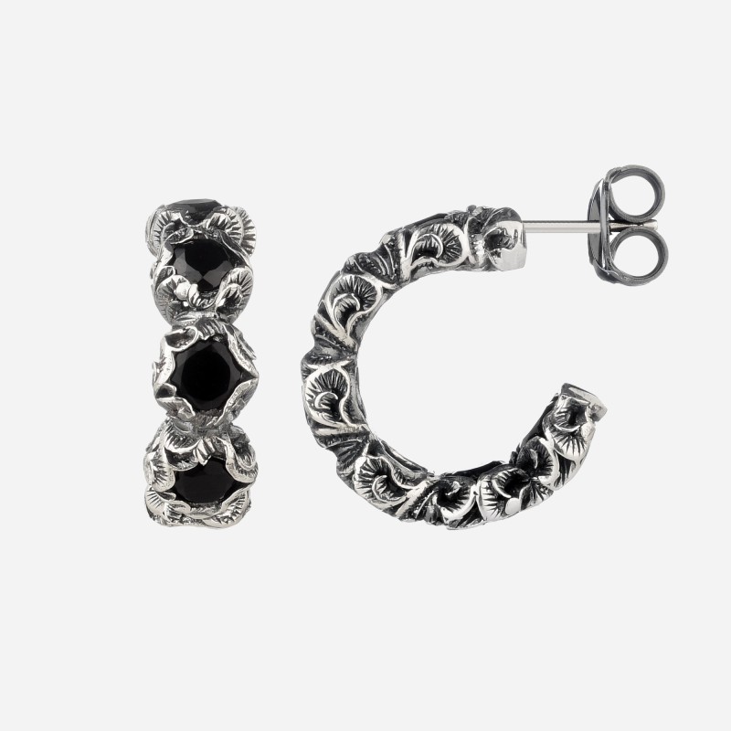 Orecchini Maria e Luisa in argento intagliato | De Wrachien Gioielli