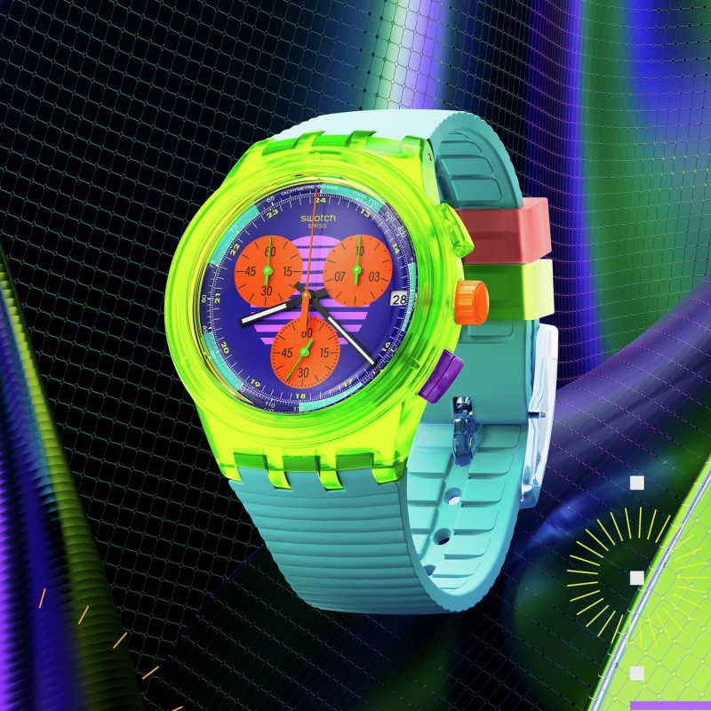 Orologio Swatch Chrono Plastic SWATCH NEON WAVE SUSJ404 | De Wrachien Gioielli