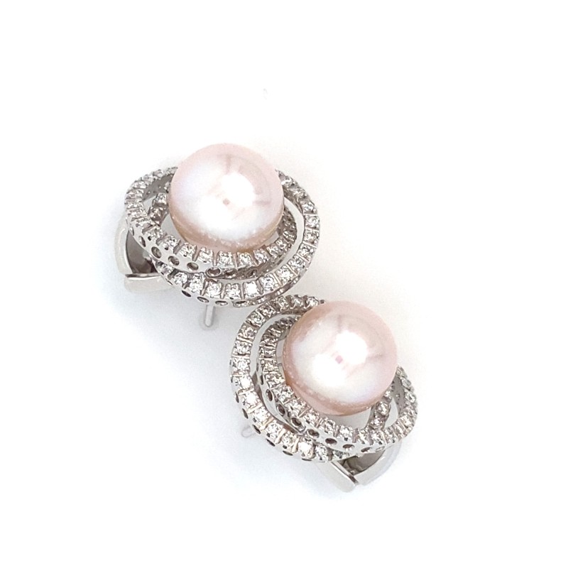 Orecchini in oro con diamanti e perle | De Wrachien Gioielli