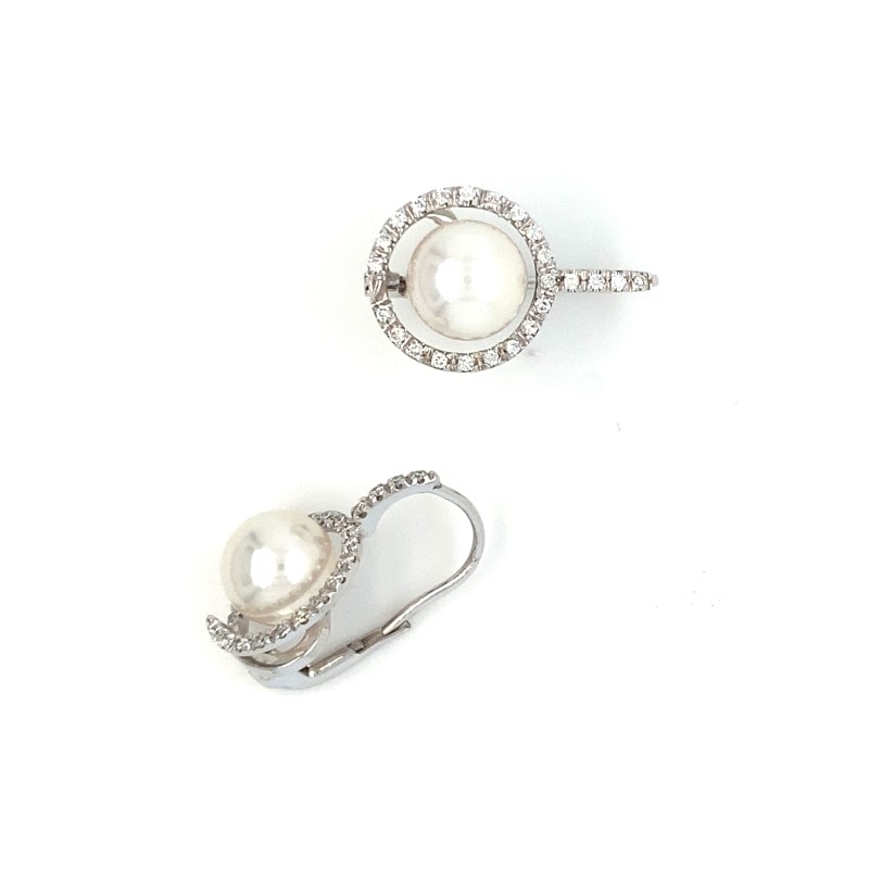 Orecchini in oro con diamanti e perle | De Wrachien Gioielli