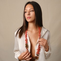 COLLANA GEMMARIUM CON CORALLO E AMBRA | De Wrachien Gioielli
