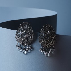 Orecchini Maria e Luisa in argento intagliato | De Wrachien Gioielli