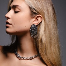 Orecchini Maria e Luisa in argento intagliato | De Wrachien Gioielli