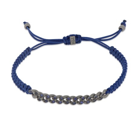 Bracciale MANO J in titanio e zaffiri blu | De Wrachien Gioielli