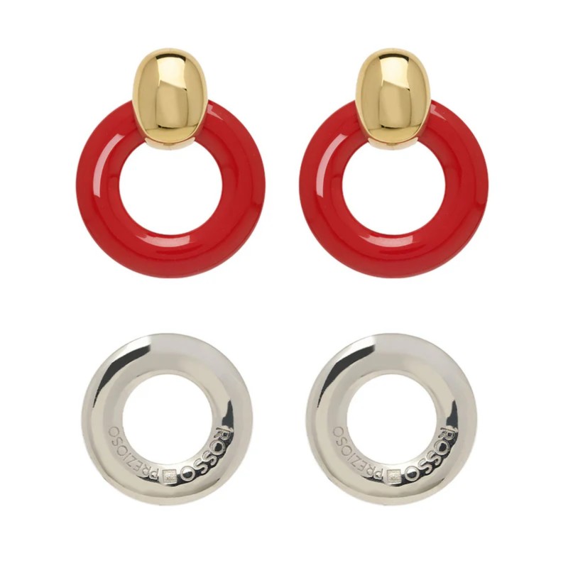 Orecchini in argento e legno d'ulivo Rosso Prezioso | De Wrachien Gioielli