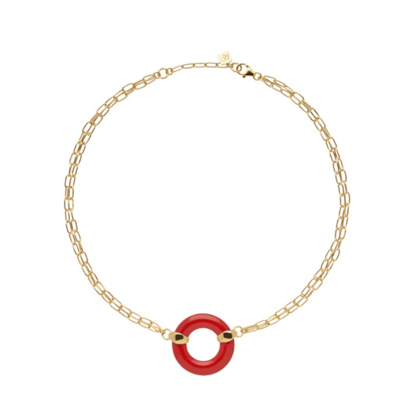 Girocollo Rosso Prezioso in argento e legno d'ulivo | De Wrachien Gioielli