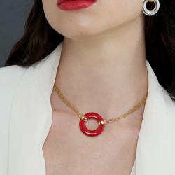 Girocollo Rosso Prezioso in argento e legno d'ulivo | De Wrachien Gioielli