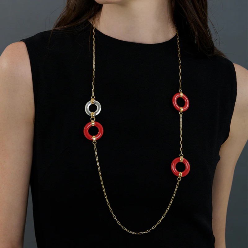 Collana in argento e legno d'ulivo Rosso Prezioso | De Wrachien Gioielli