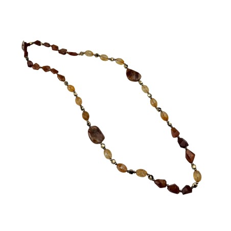Collana GEMMARIUM con Opale rosso e Citrino Pirite | De Wrachien Gioielli