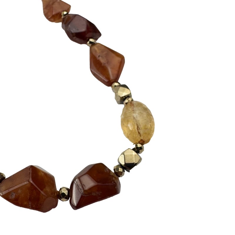 Collana GEMMARIUM con Opale rosso e Citrino Pirite | De Wrachien Gioielli
