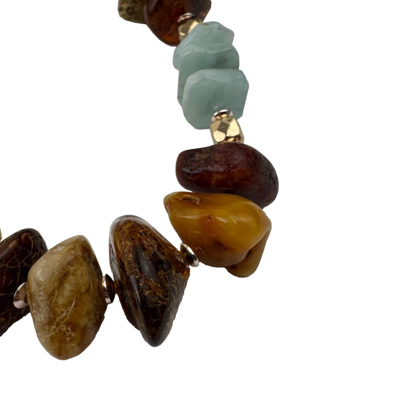 Collana GEMMARIUM con Acquamarina e Pirite | De Wrachien Gioielli