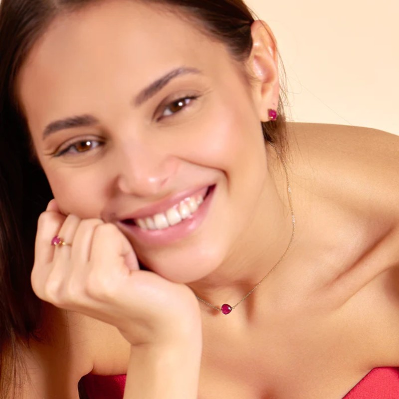 Girocollo Rosso Prezioso in argento con pietre | De Wrachien Gioielli