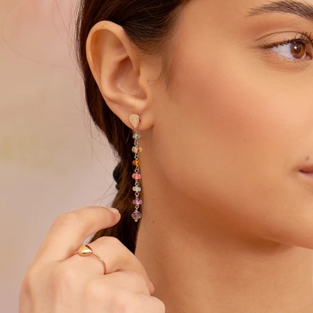 Mono Orecchino in argento e pietre Semino d'Amore | De Wrachien Gioielli