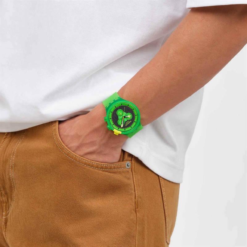 Orologio Swatch GLOWINGLY GREEN SB02G100 | De Wrachien Gioielli
