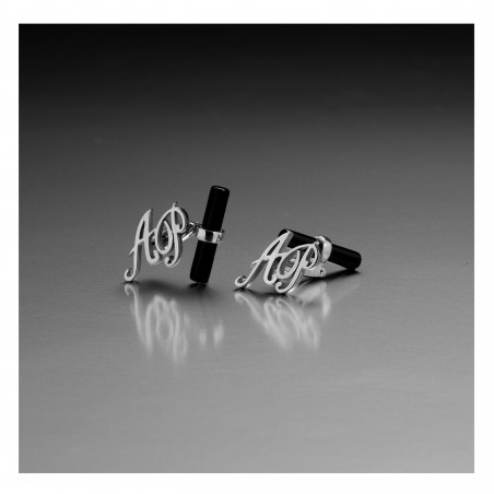 Gemelli Obsigno in argento e onice | De Wrachien Gioielli