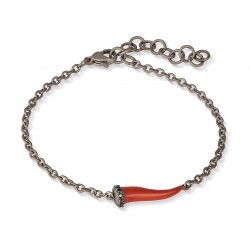 Bracciale in titanio Mano J LUCKY HORN CHBRT5BBRKSMROSSO | De Wrachien Gioielli