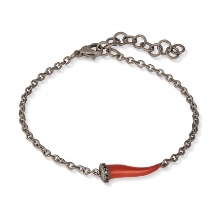 Bracciale in titanio Mano J LUCKY HORN CHBRT5BBRKSMROSSO | De Wrachien Gioielli