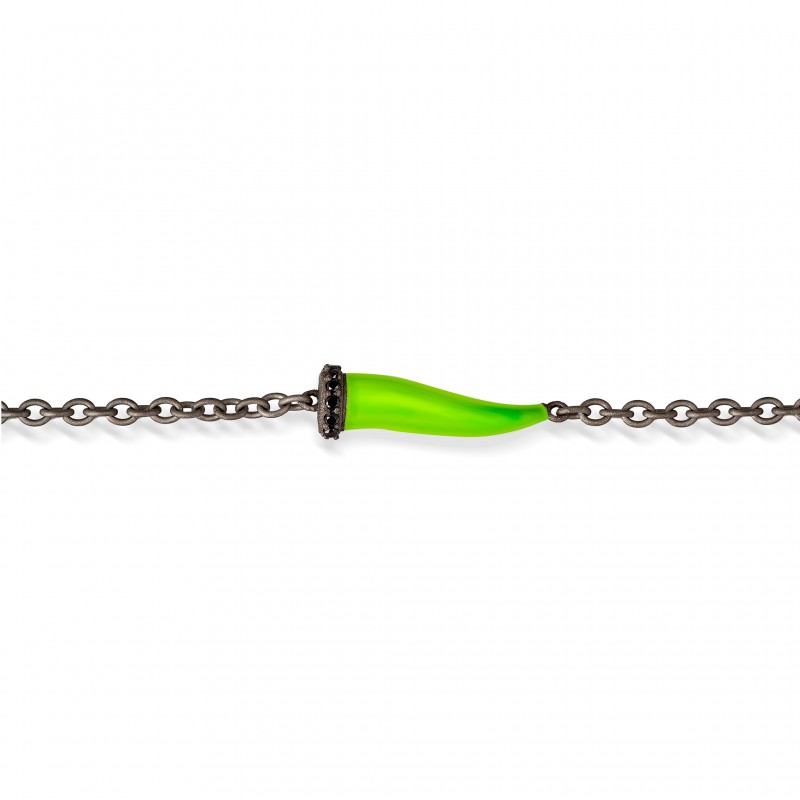 Bracciale in titanio Mano J LUCKY HORN CHBRT5BBRKSMVERDE | De Wrachien Gioielli