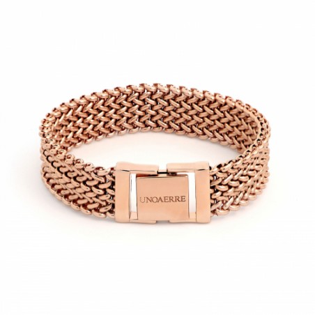 BRACCIALE CHICCO DI RISO IN BRONZO DORATO ROSA