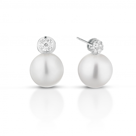 ORECCHINI IN ORO BIANCO PERLE DI ACQUA DOLCE E DIAMANTI
