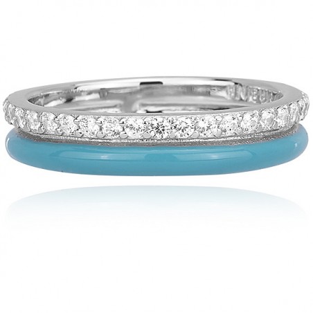 ANELLO CON SMALTO TURCHESE E ZIRCONI