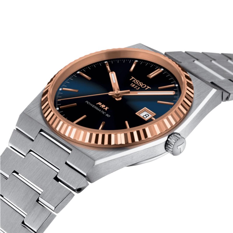 PRX POWERMATIC 80 BLU 40 mm LUNETTA IN ORO ROSA